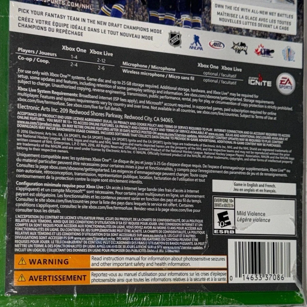 EA Sports NHL 17 Xbox One Video Game New Factory Sealed World Cup of Hockey 2016